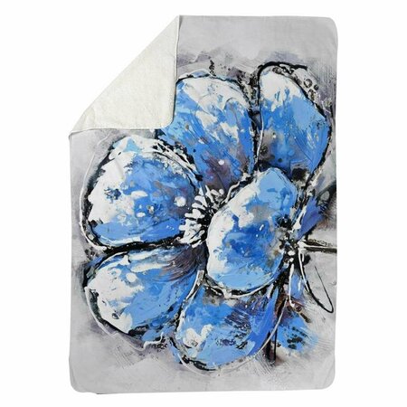 BEGIN HOME DECOR 60 x 80 in. Abstract Blue Petals-Sherpa Fleece Blanket 5545-6080-FL27